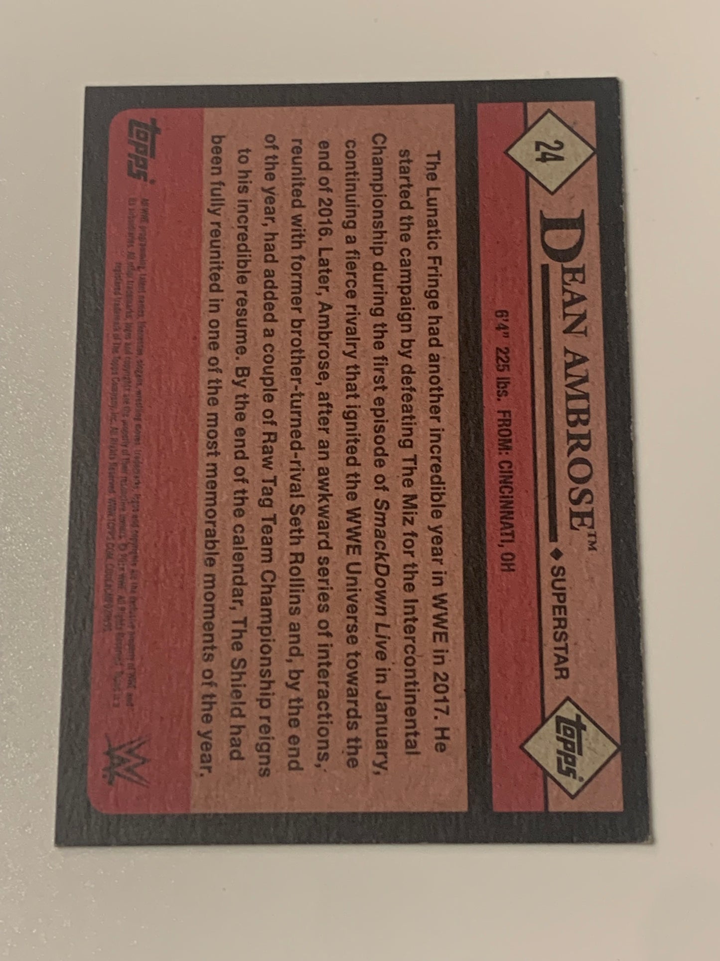 Dean Ambrose 2018 WWE Topps Heritage Card