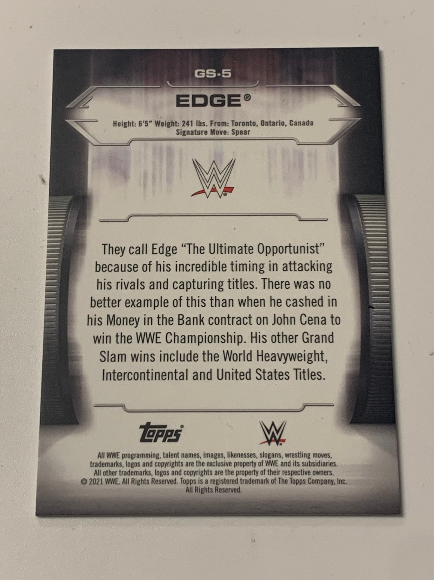 Edge 2021 WWE Topps Undisputed “Grand Slam Champions”