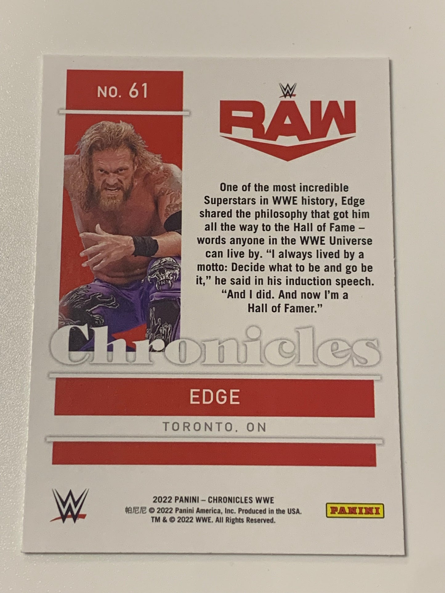 Edge 2022 WWE Panini Chronicles Card