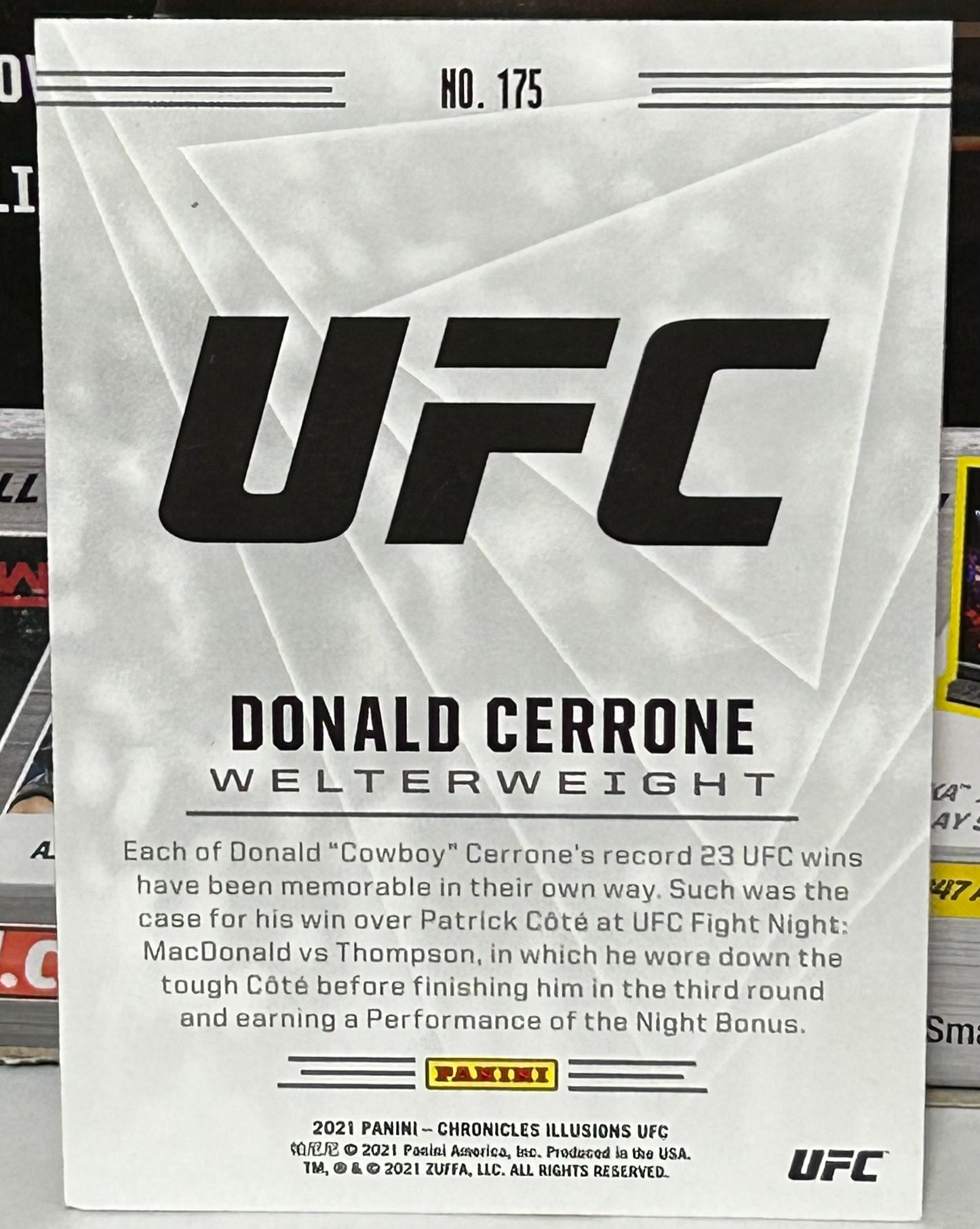 Donald Cerrone 2021 UFC Panini Chronicles Illusions Pink Card