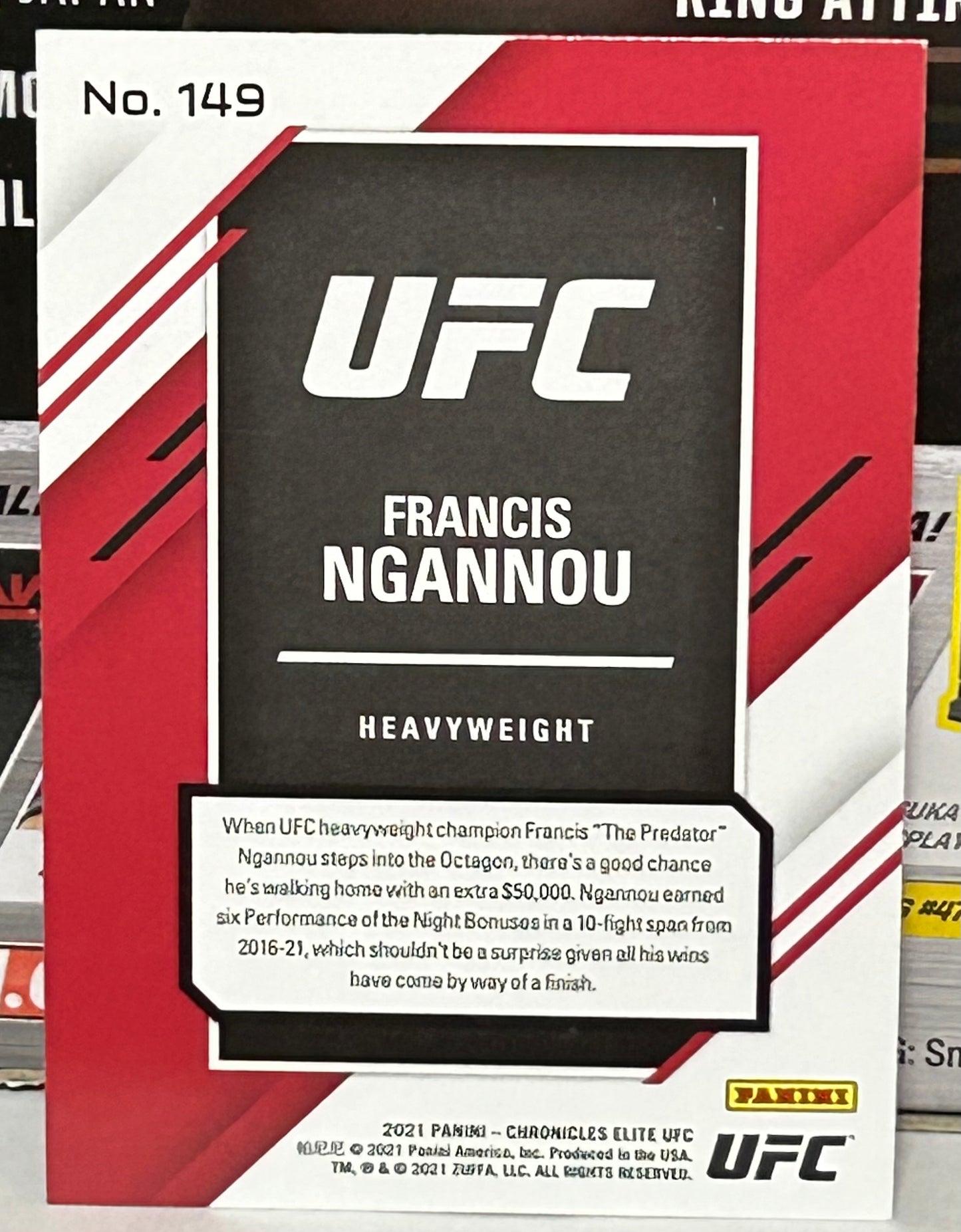Francis Ngannou 2021 UFC Panini Chronicles Elite Pink Parallel Card