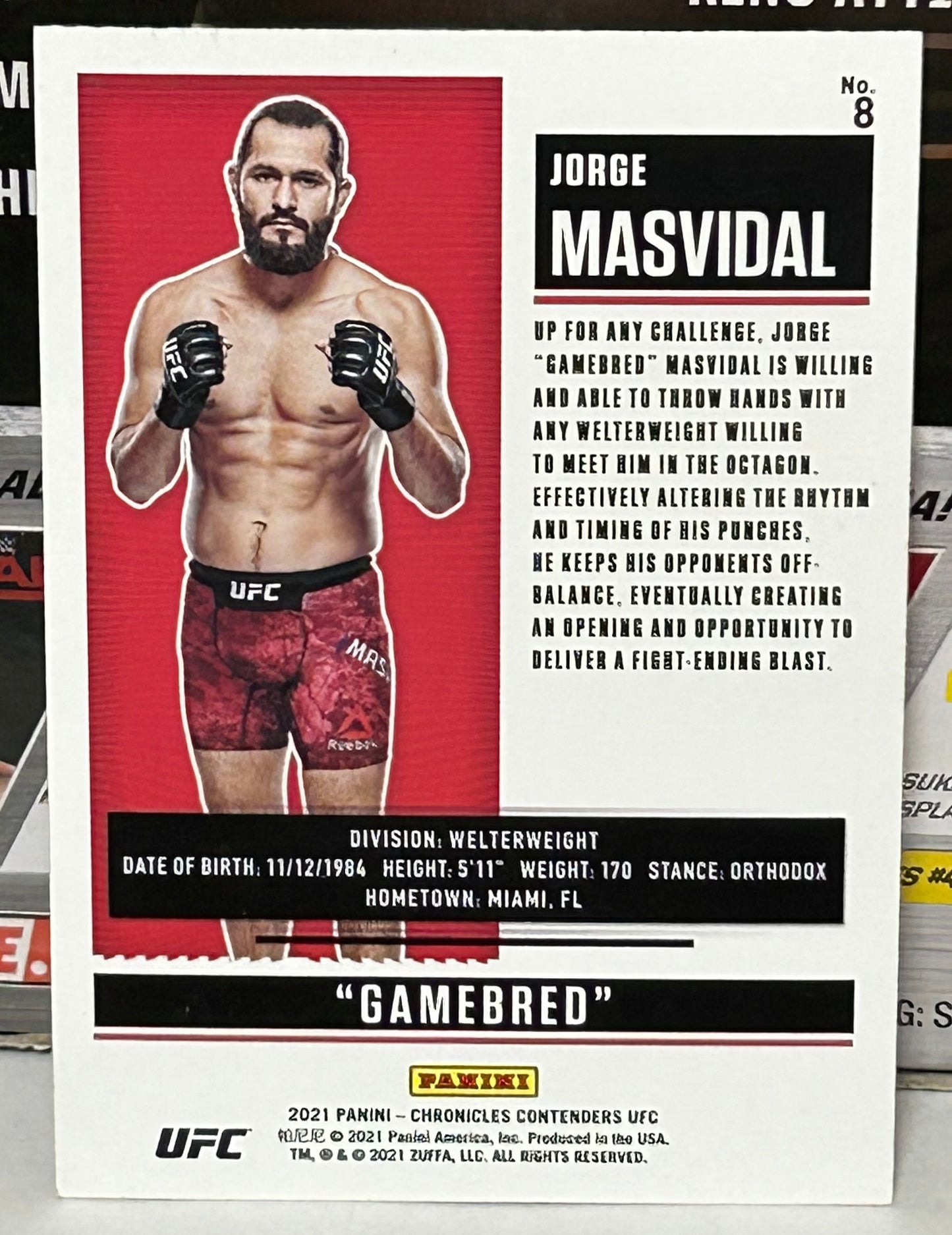 Jorge Masvidal 2021 UFC Panini Chronicles Contenders Pink Parallel Card