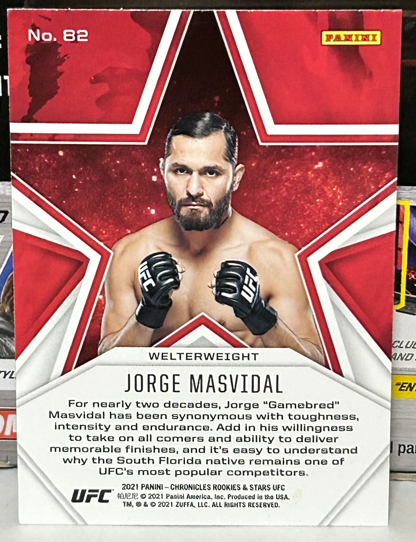 Jorge Masvidal 2021 UFC Panini Chronicles Rookies & Stars Pink Parallel Card