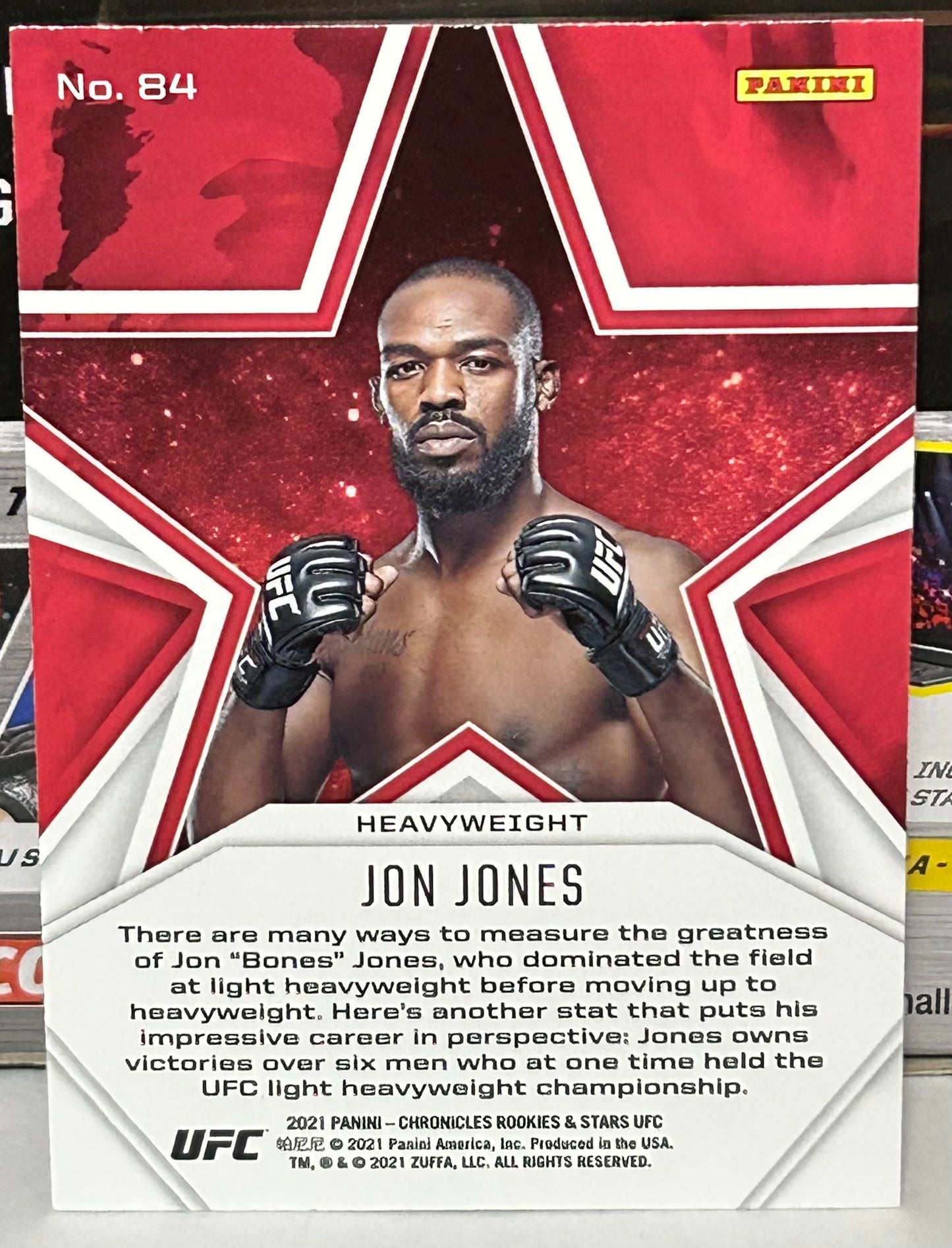 Jon Jones 2021 UFC Panini Chronicles Rookies & Stars Pink Parallel Card