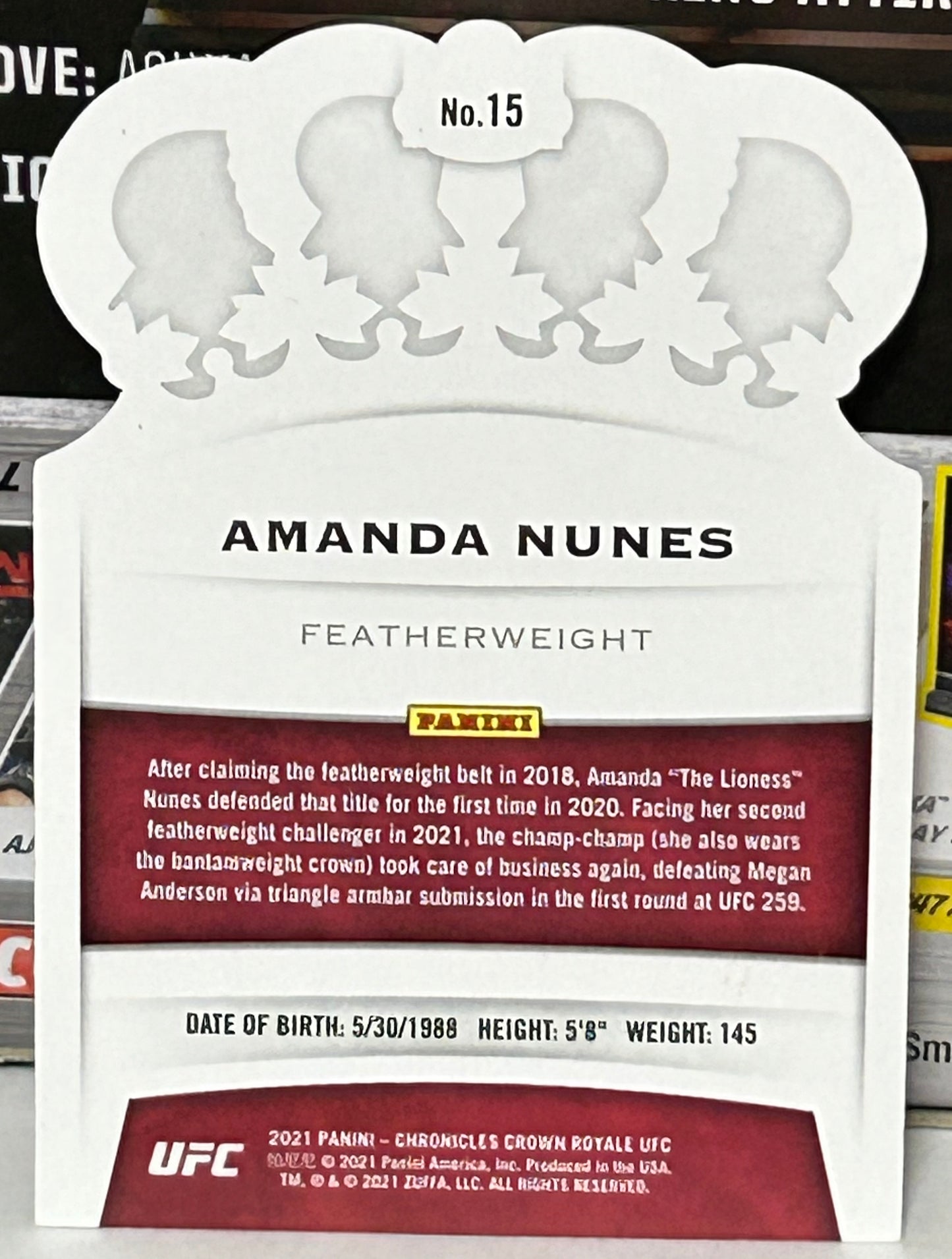Amanda Nunes 2021 UFC Panini Chronicles Crown Royale Card