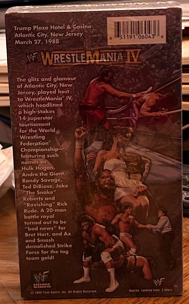 * WWF WWE “Wrestlemania 4” VHS (Sealed, WWE Home Video)