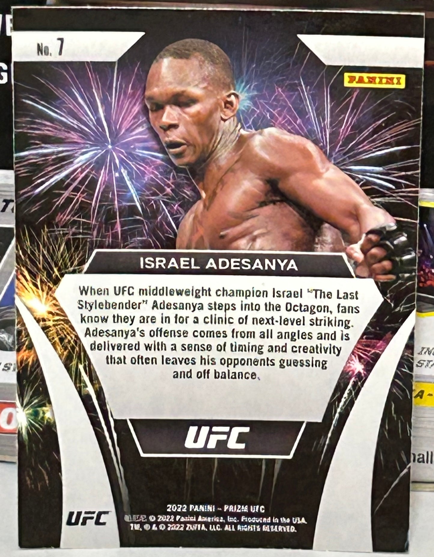 Israel Adesanya 2022 UFC Panini Prizm FIREWORKS Card