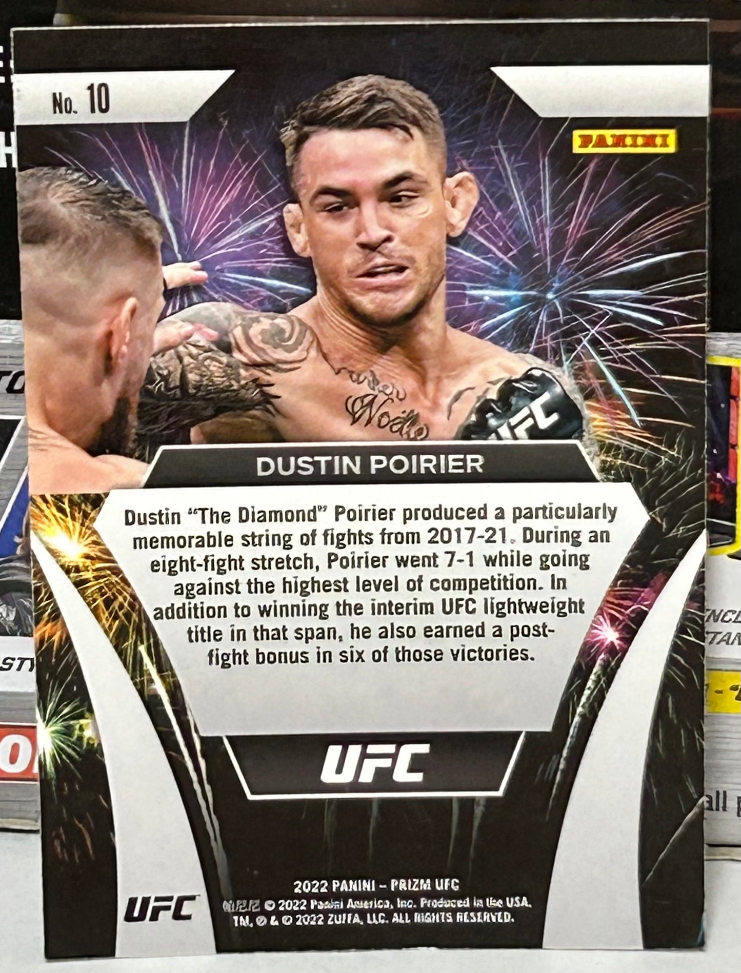 Dustin Poirier 2022 UFC Panini Prizm FIREWORKS Card