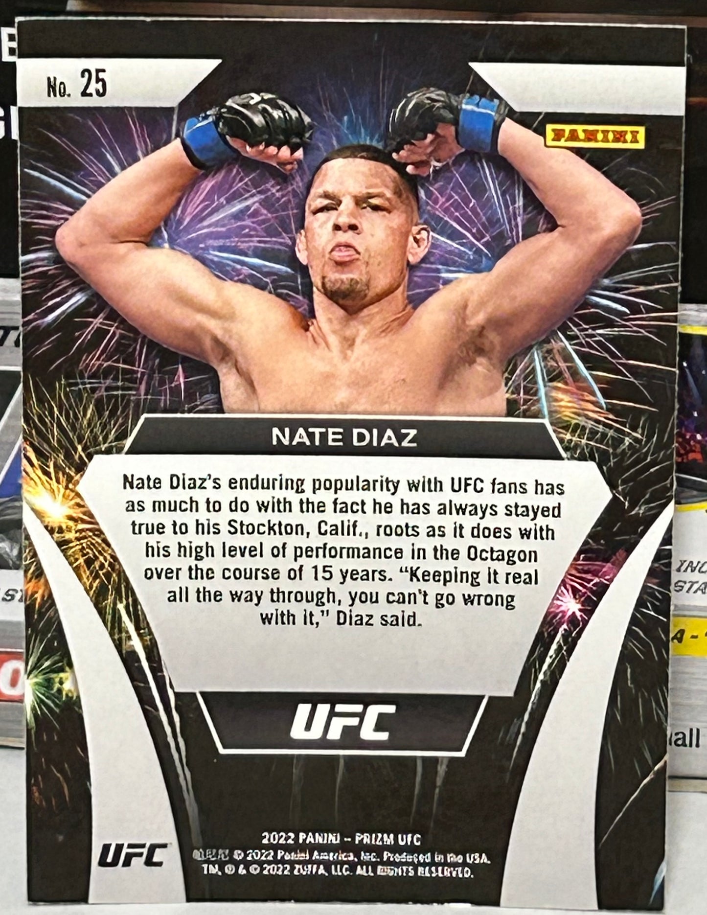 Nate Diaz 2022 UFC Panini Prizm FIREWORKS Card