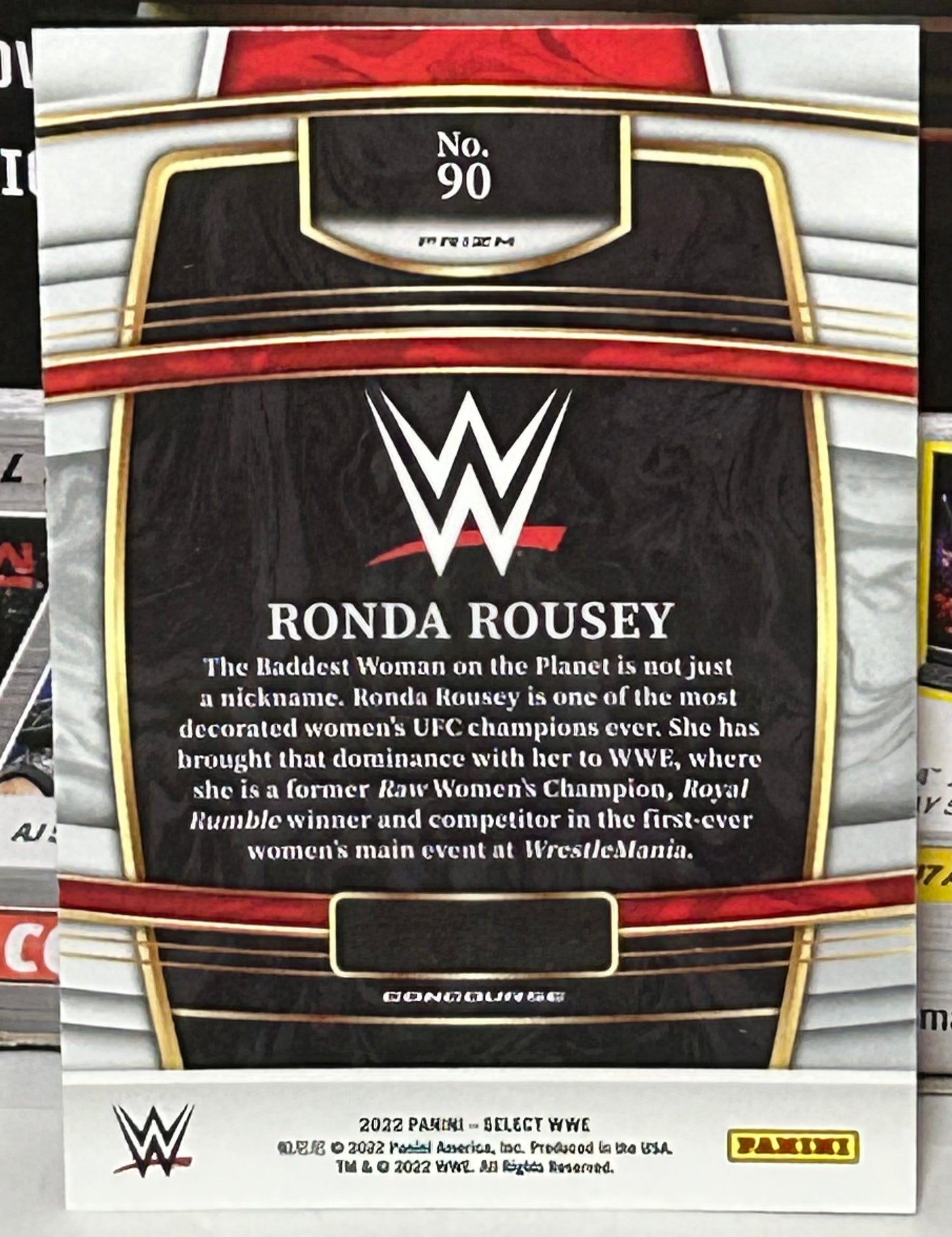 Ronda Rousey 2022 WWE Panini Select Orange Wave Prizm Card