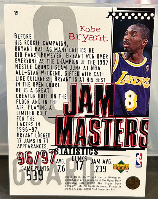 + Kobe Bryant 1997 Upper Deck UD3 “Jam Masters” Insert Card LOS ANGELES LAKERS