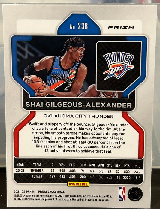 + Shai Gilgeous-Alexander 2020-21 Panini Prizm Red Wave Refractor Card