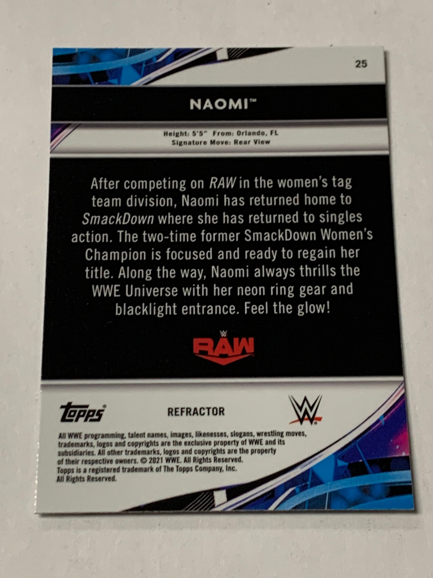 Naomi 2021 WWE Topps Finest Refractor Card