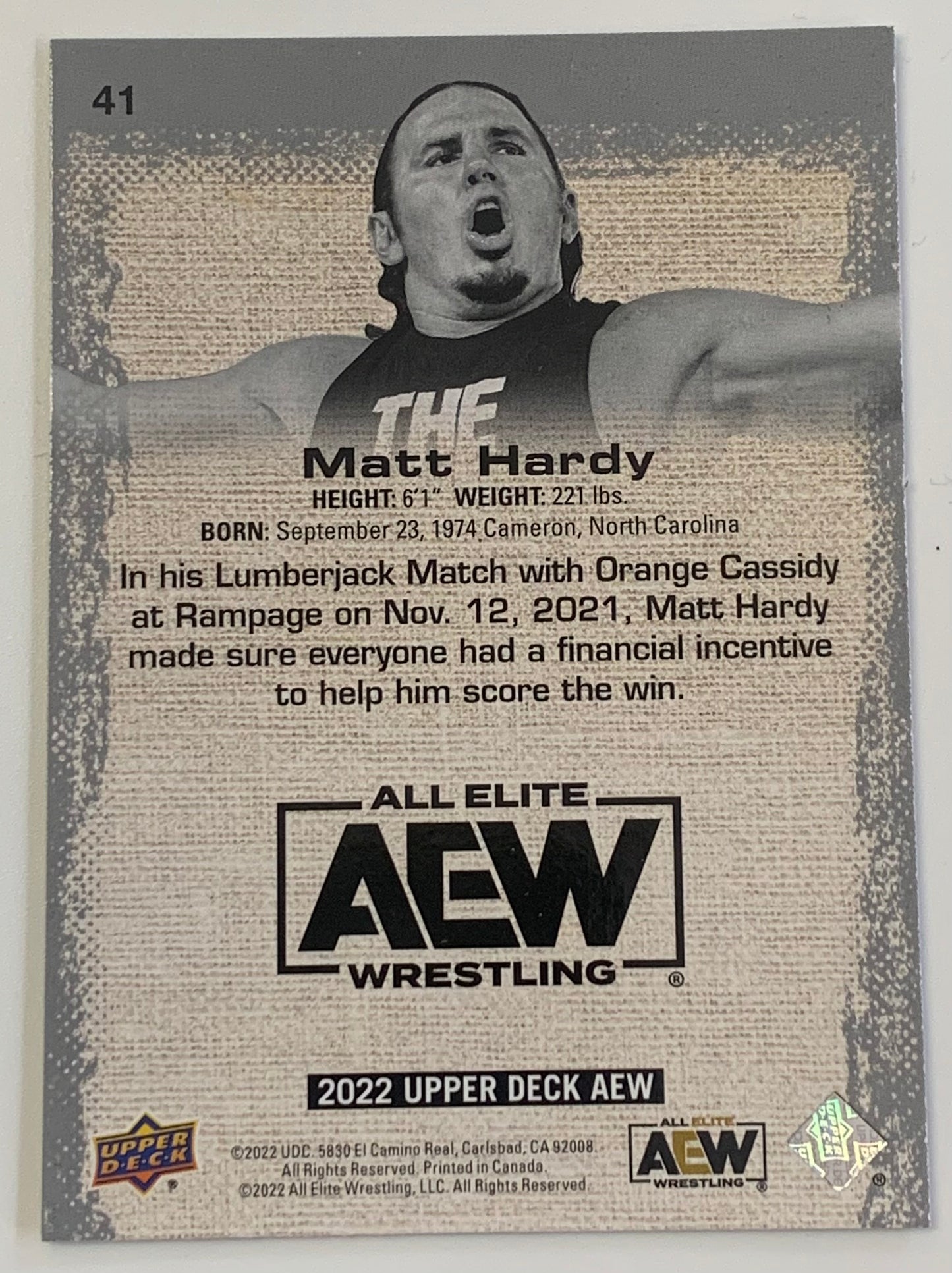 Matt Hardy 2022 AEW Upper Deck Card