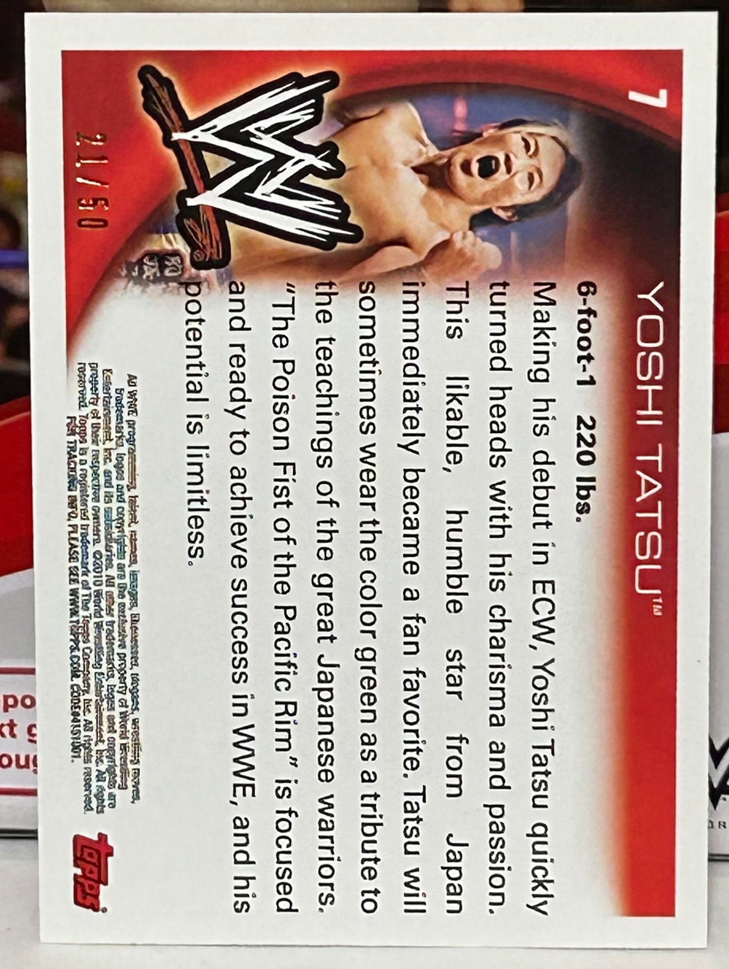 Yoshi Tatsu 2010 WWE Topps GOLD Parallel Rookie Card #21/50