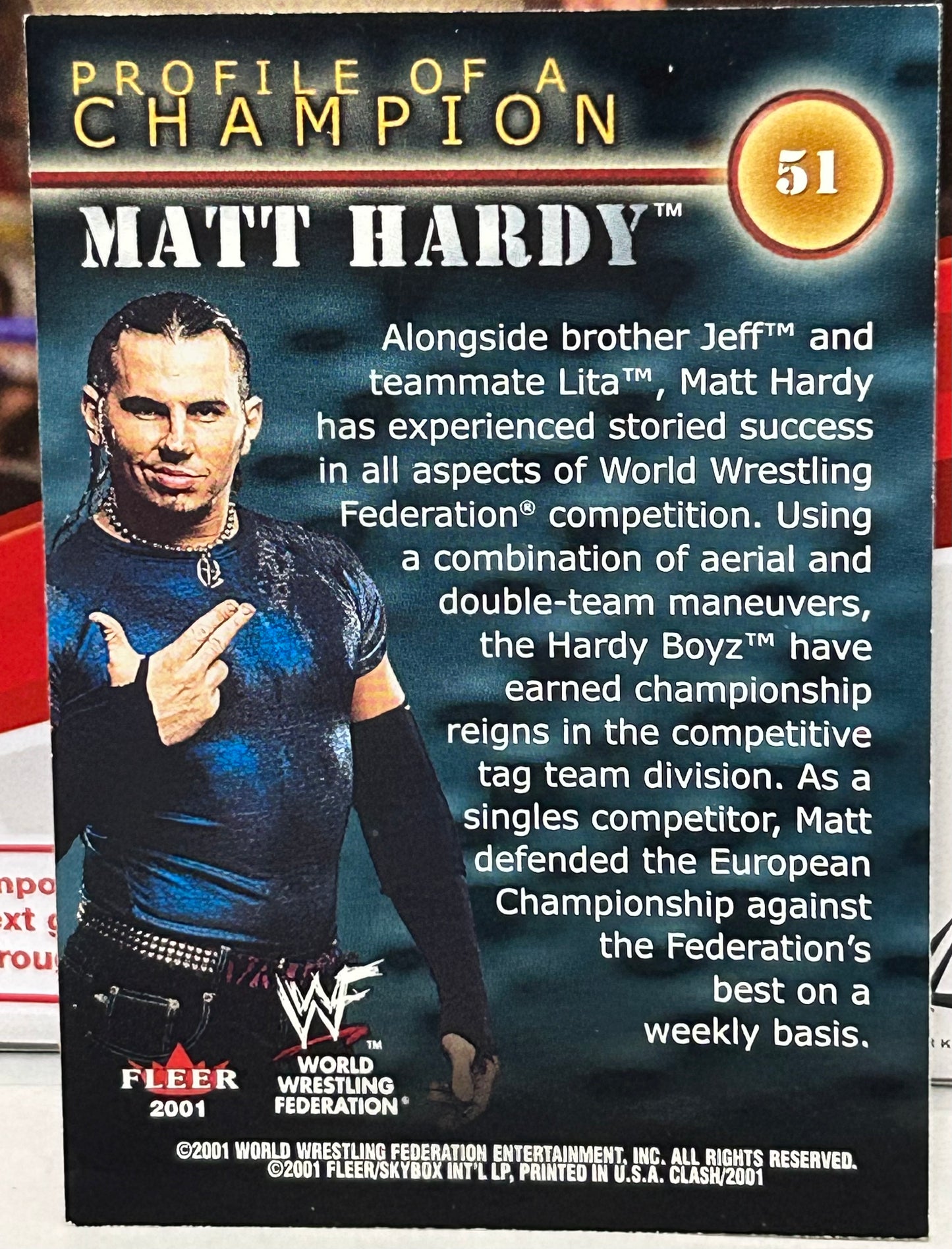Matt Hardy 2001 Fleer “Profile of a Champion” Card
