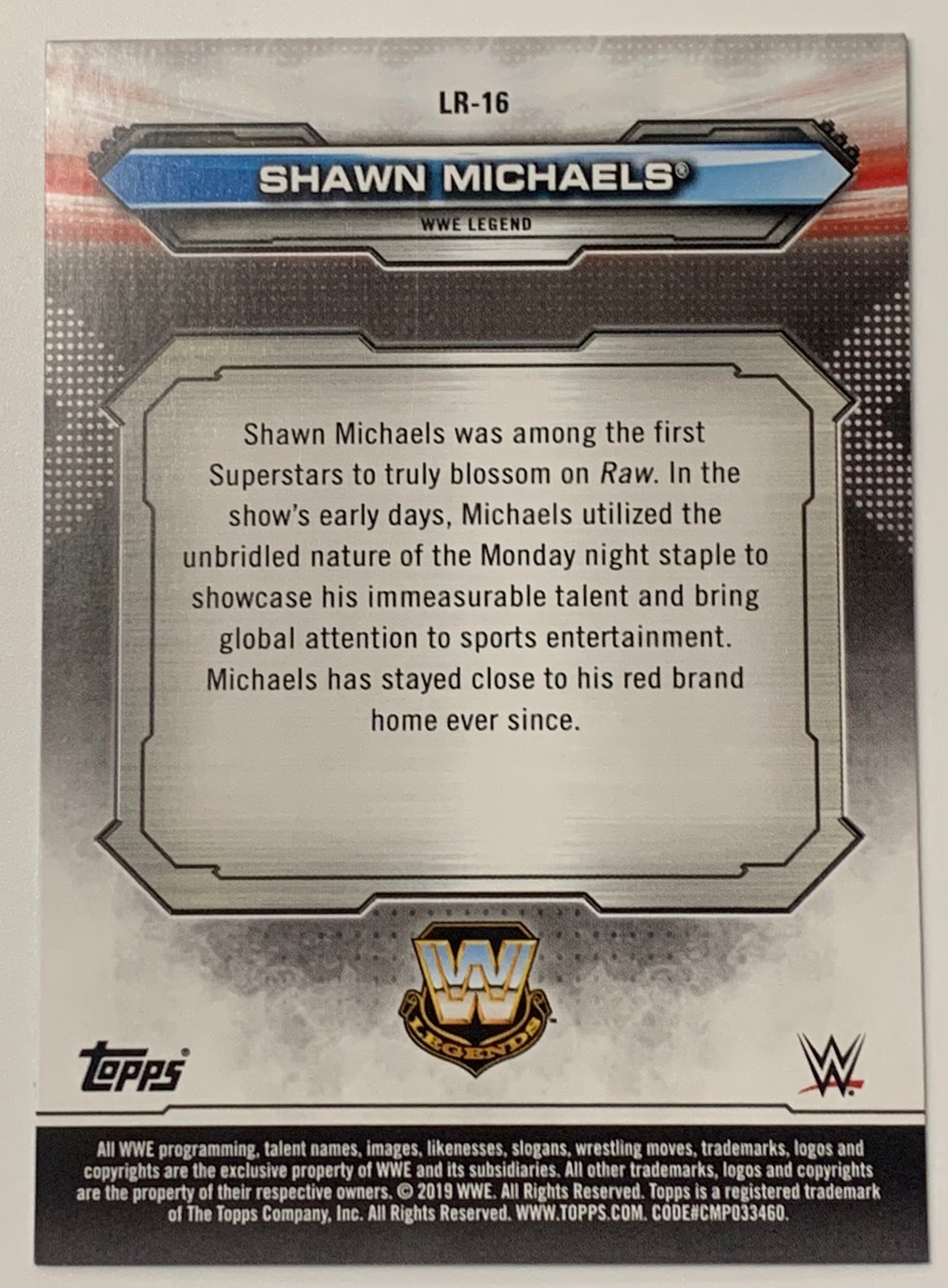 Shawn Michaels 2019 WWE Topps Card HBK