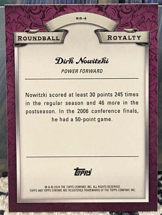 + Dirk Nowitzki 2023-24 Topps Chrome “Roundball Royalty” Insert Card DALLAS MAVERICKS