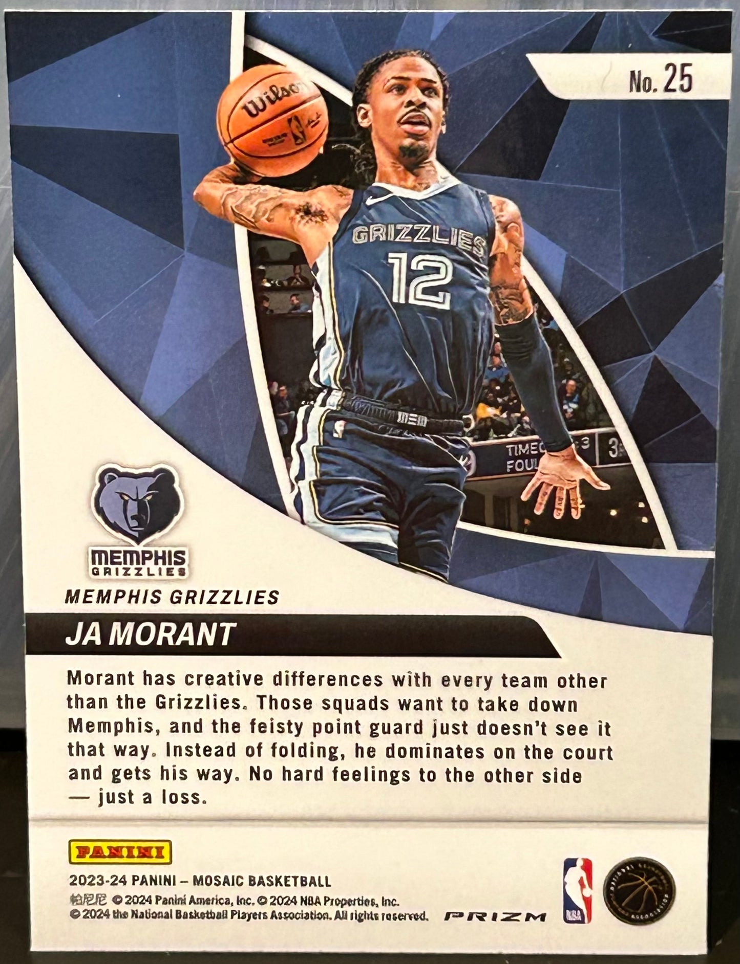 + Ja Morant 2023-24 Panini Mosaic Silver Mosaic Elevate Parallel Card MEMPHIS GRIZZLIES