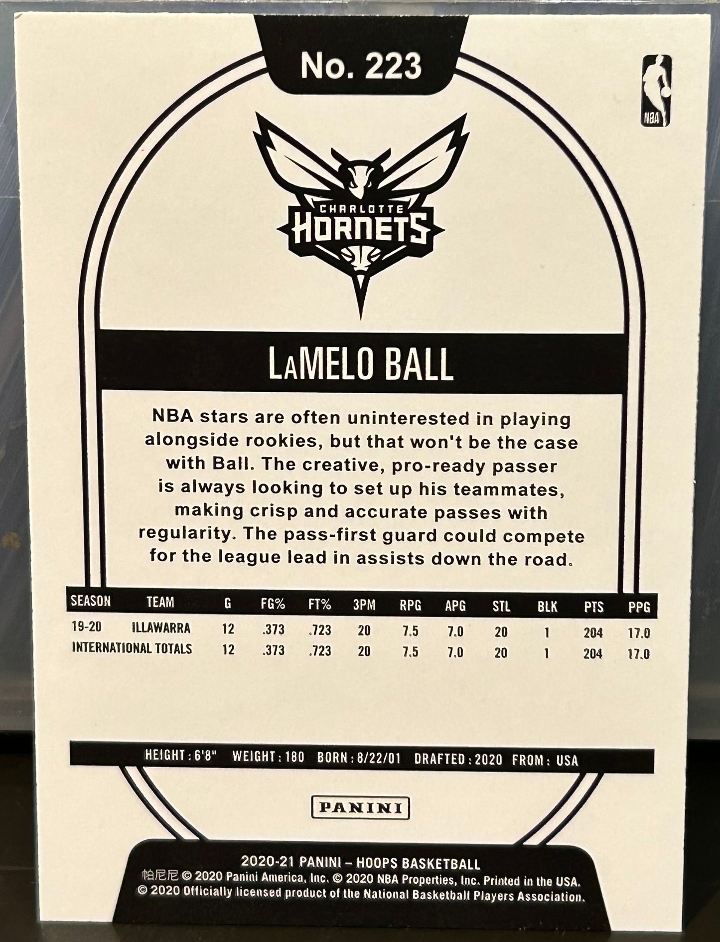 + LaMelo Ball 2020-21 Panini NBA Hoops ROOKIE Card CHARLOTTE HORNETS