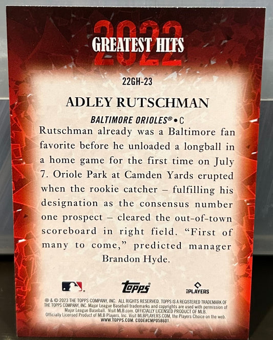 + Adley Rutshman 2023 Topps “Greatest Hits” ROOKIE Card BALTIMORE ORIOLES