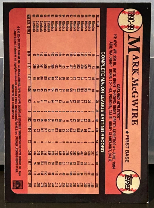 + Mark McGwire 2024 Topps Chrome Series 1 “1989 Silver Packs” Insert Card OAKLAND ATHLETICS