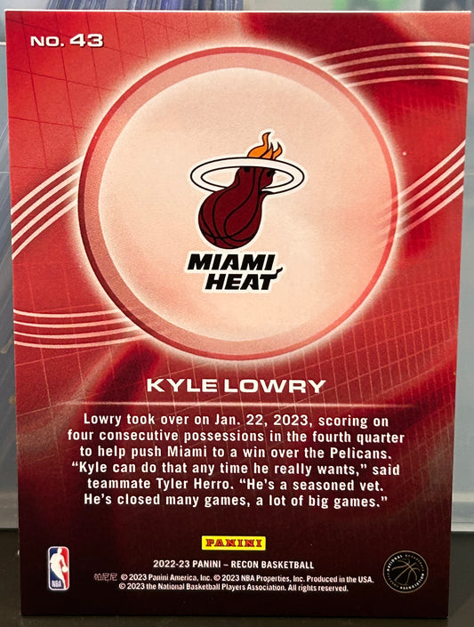 + Kyle Lowry 2022-23 Panini Recon Parallel Card #197/199