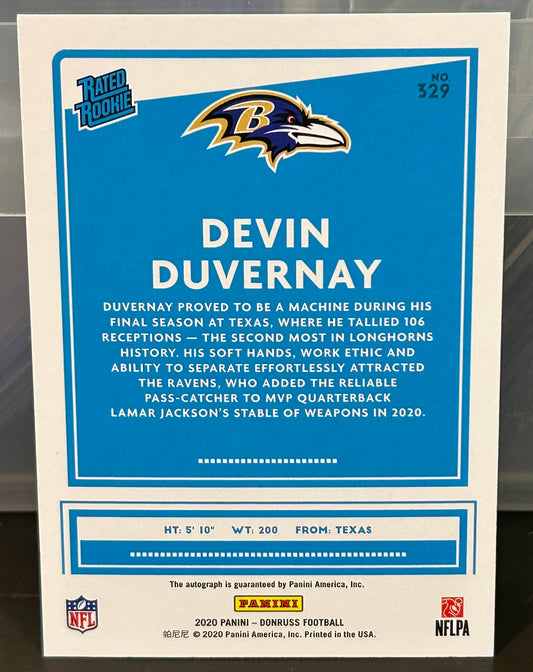 + Devin Duvernay 2020 Panini Donruss AUTO Rated Rookie Card BALTIMORE RAVENS