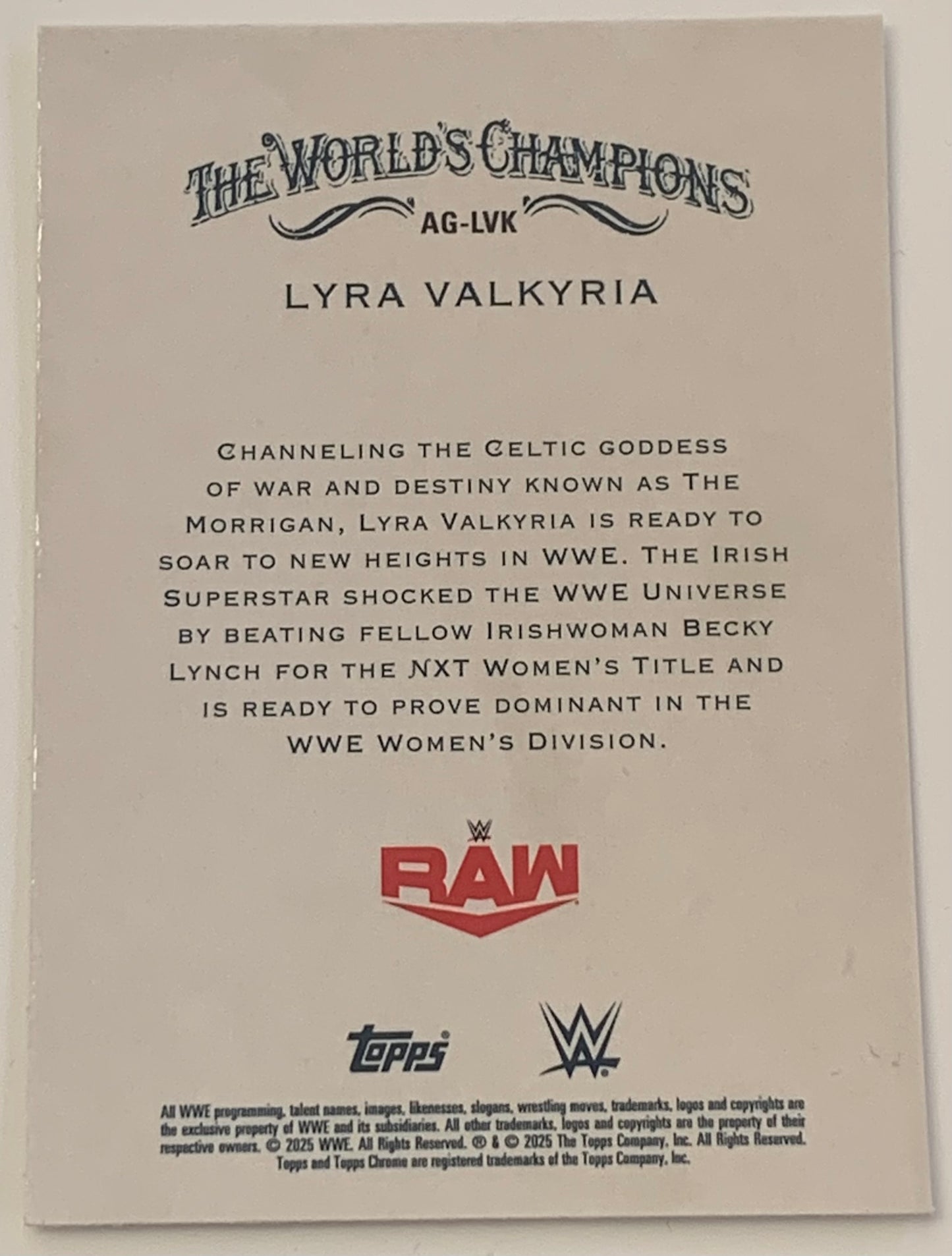 Lyra Valkyria 2025 WWE Topps Chrome Allen & Ginter Card