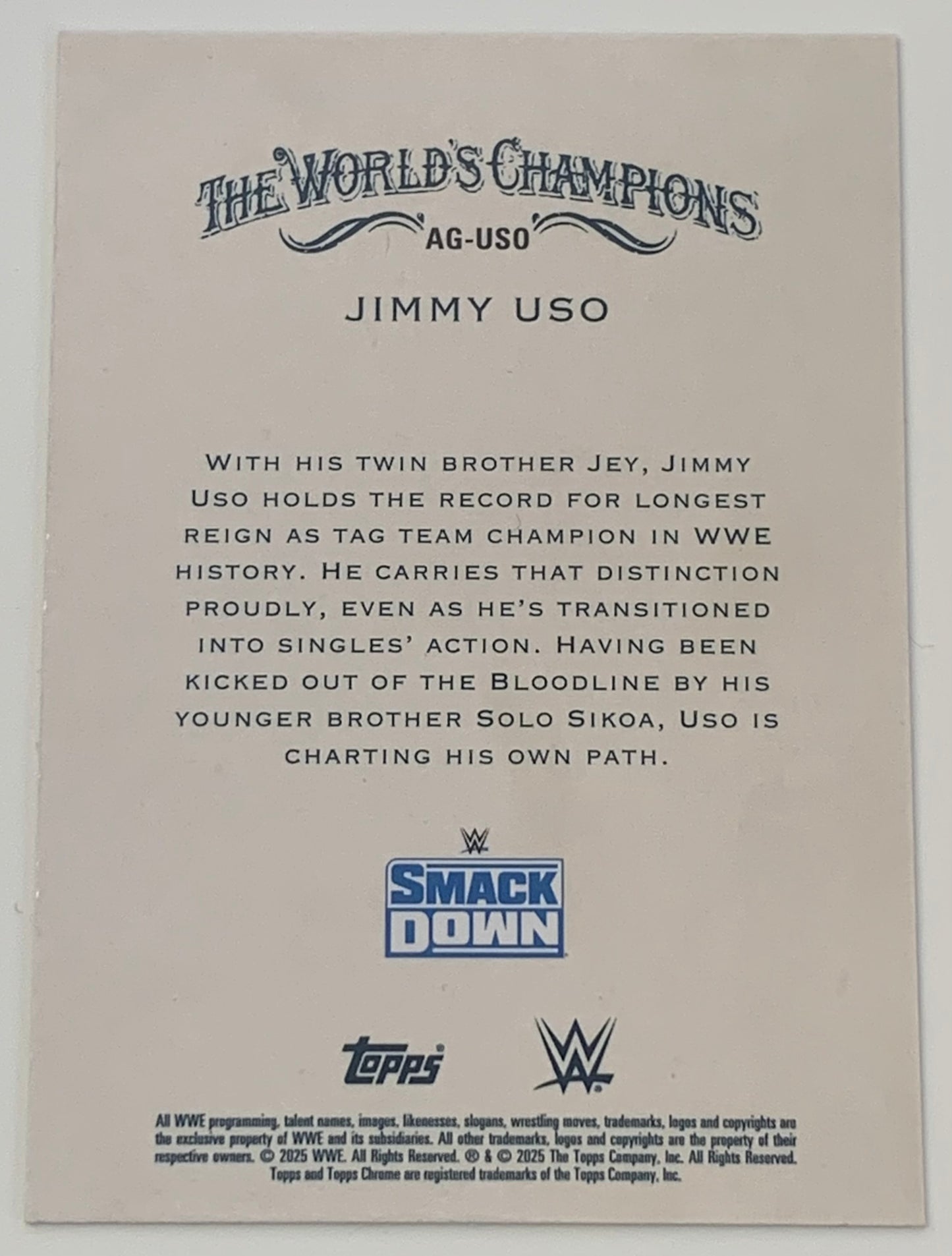 Jimmy Uso 2025 WWE Topps Chrome Allen & Ginter Card