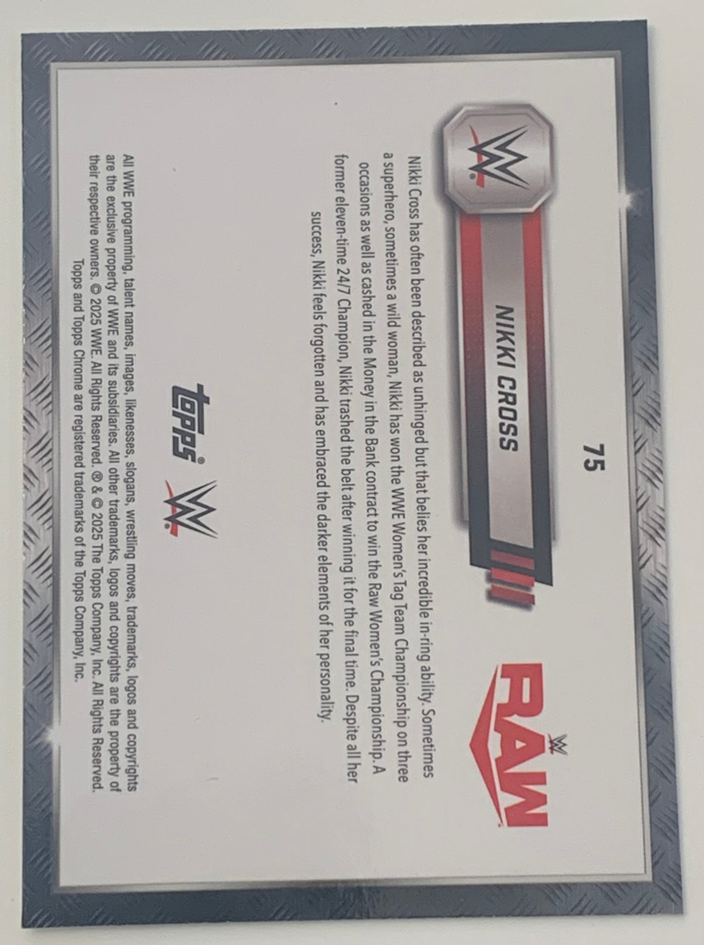 Nikki Cross 2025 WWE Topps Chrome SEPIA REFRACTOR Card