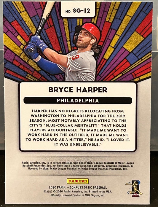 + Bryce Harper 2020 Donruss Optic “Stained Glass” Insert Card PHiLLIES