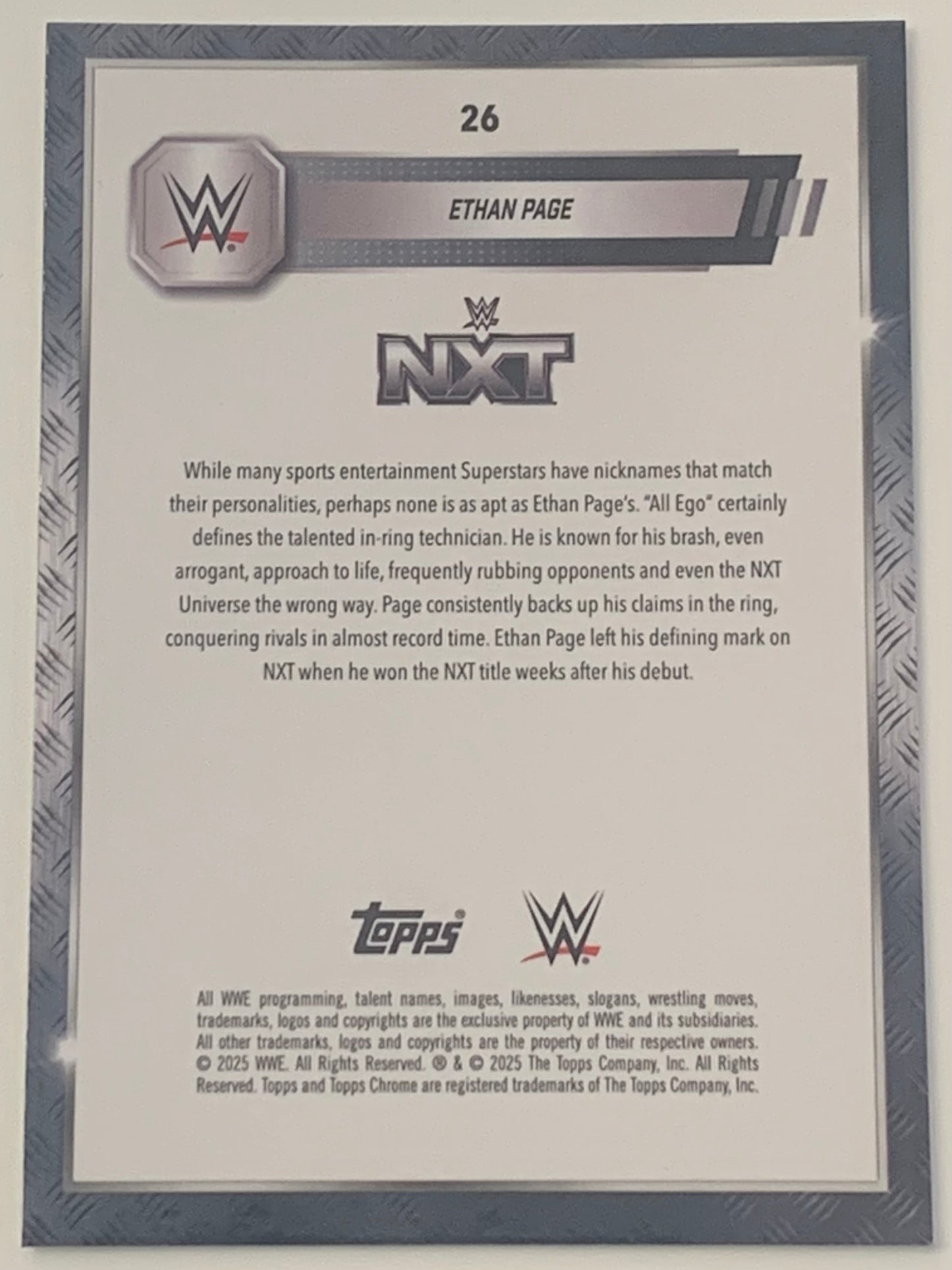 Ethan Page 2025 WWE NXT Topps Chrome Card