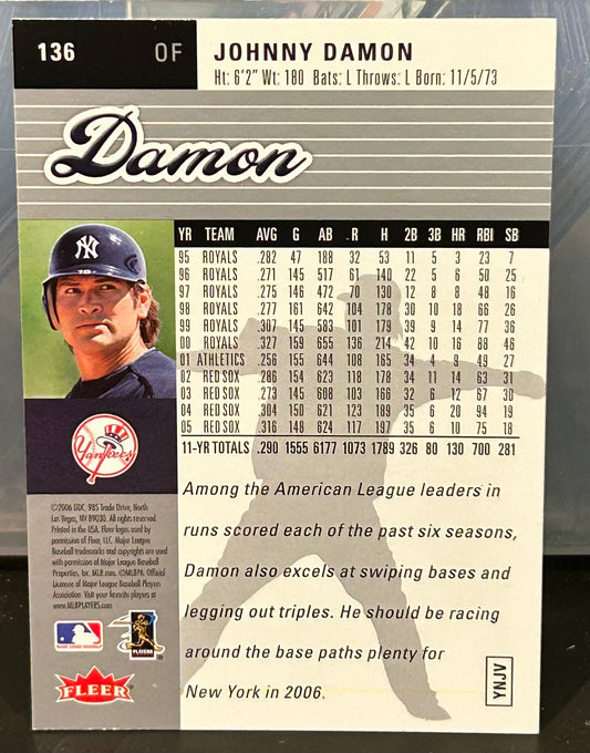+ Johnny Damon 2006 Fleer Ultra Card YANKEES