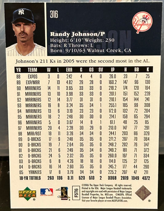 + Randy Johnson 2006 UD Upper Deck Card YANKEES