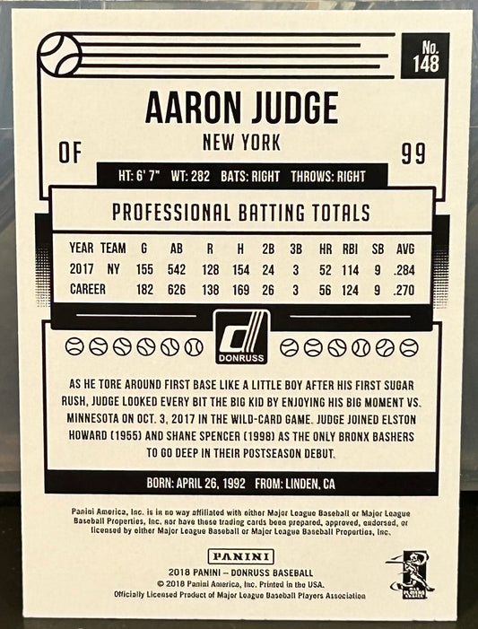 + Aaron Judge 2018 Panini Donruss Card YANKEES