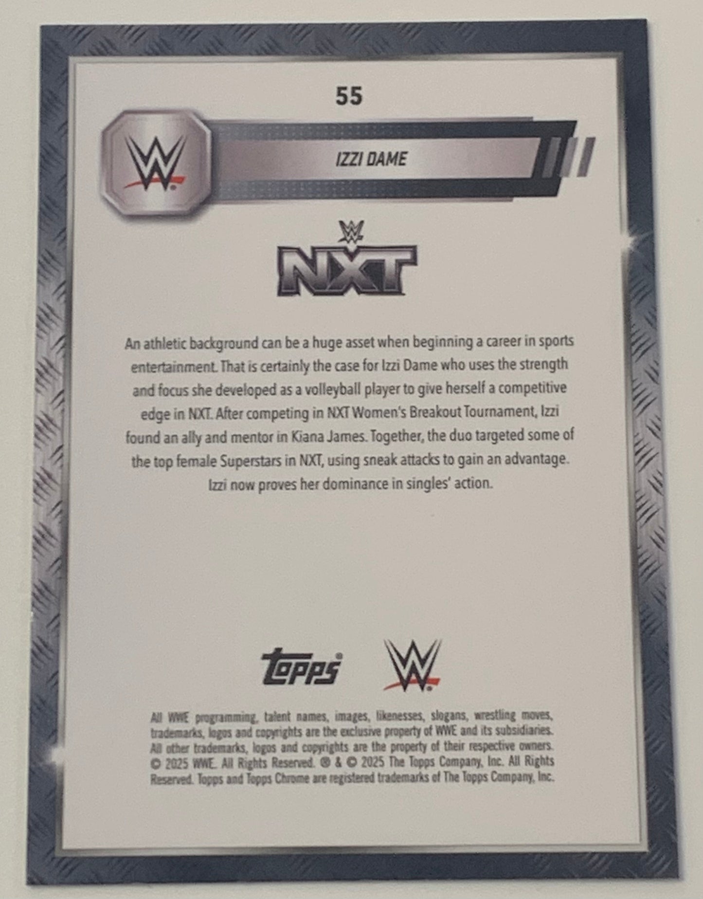 Izzy Dame 2025 WWE NXT Topps Chrome Card
