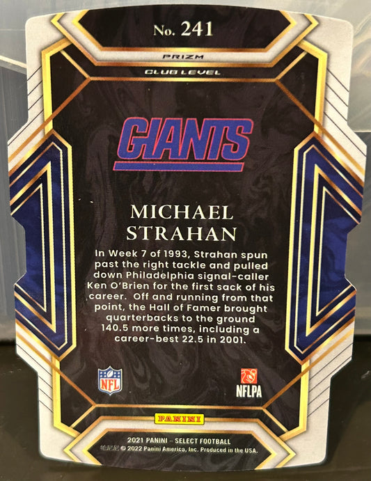+ Michael Strahan 2021 Panini Select Silver Die Cut “Club Level” REFRACTOR Card NY GIANTS