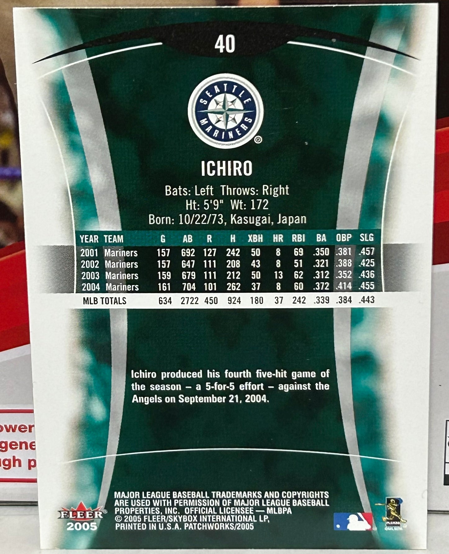 Ichiro 2005 Fleer Patchworks Card MARINERS