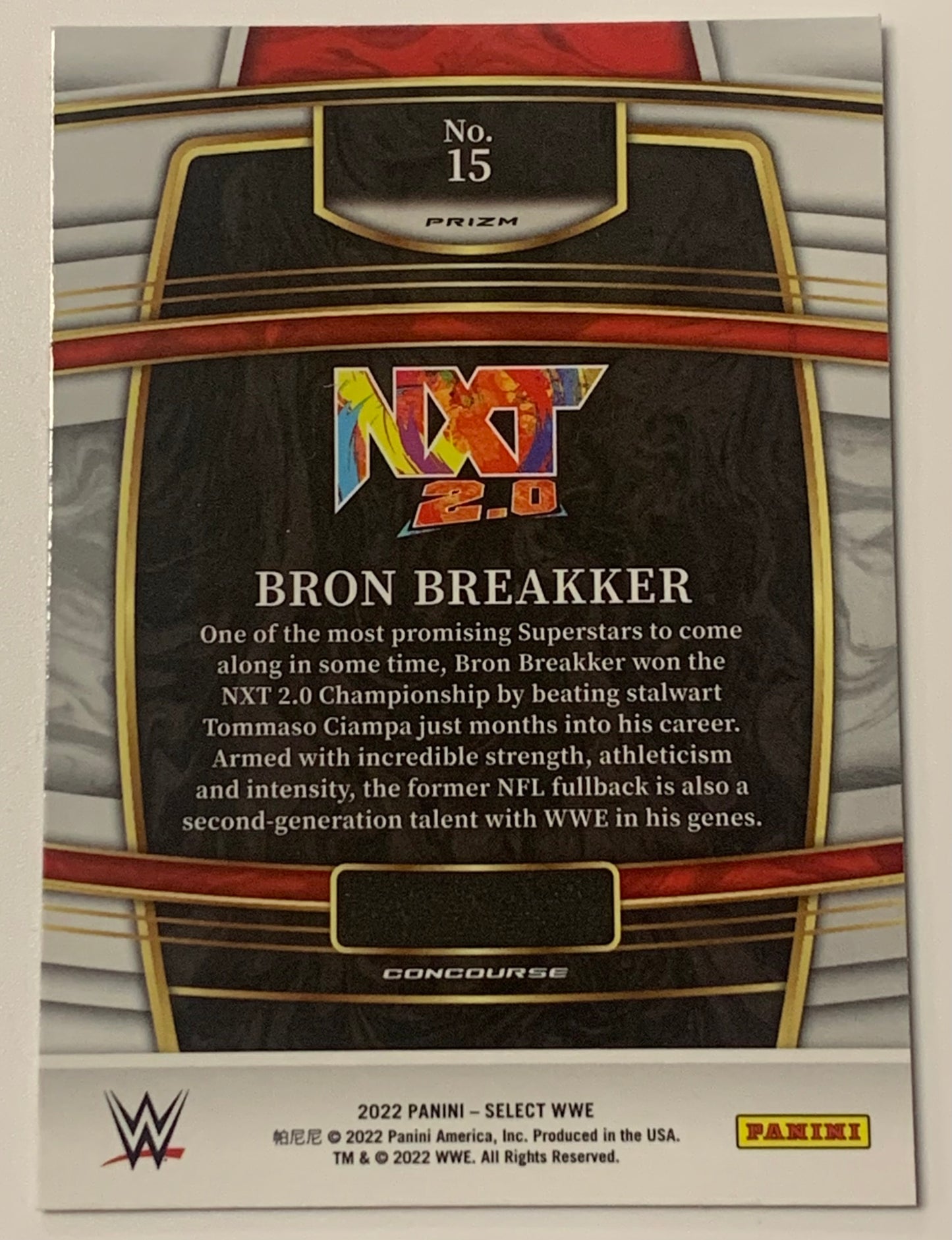 Bron Breakker 2022 WWE NXT Panini Select Concourse Silver Prizm RC