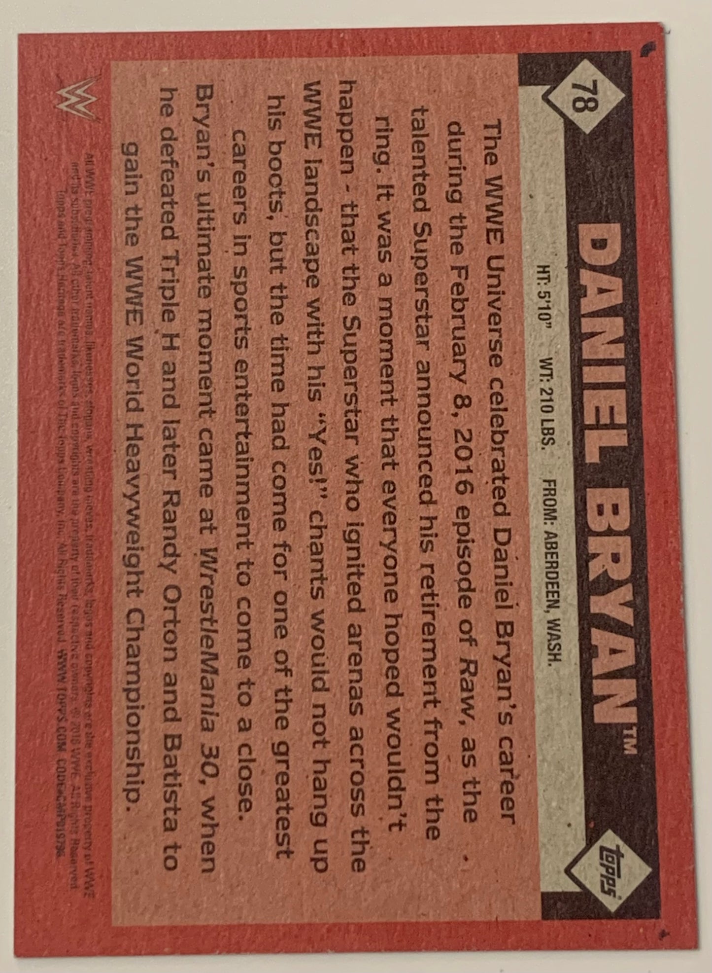 Daniel Bryan 2016 WWE Topps Heritage Card