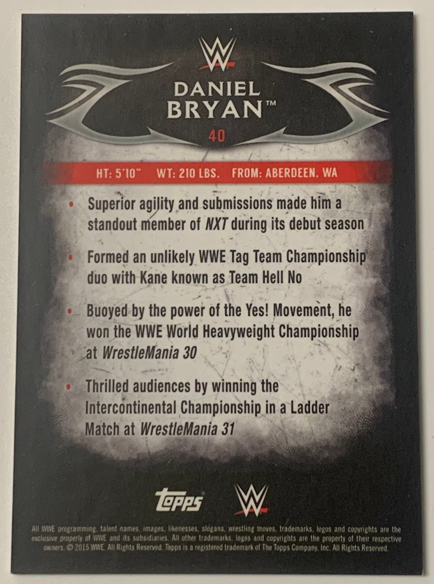 Daniel Bryan 2015 WWE Topps Undisputed Card