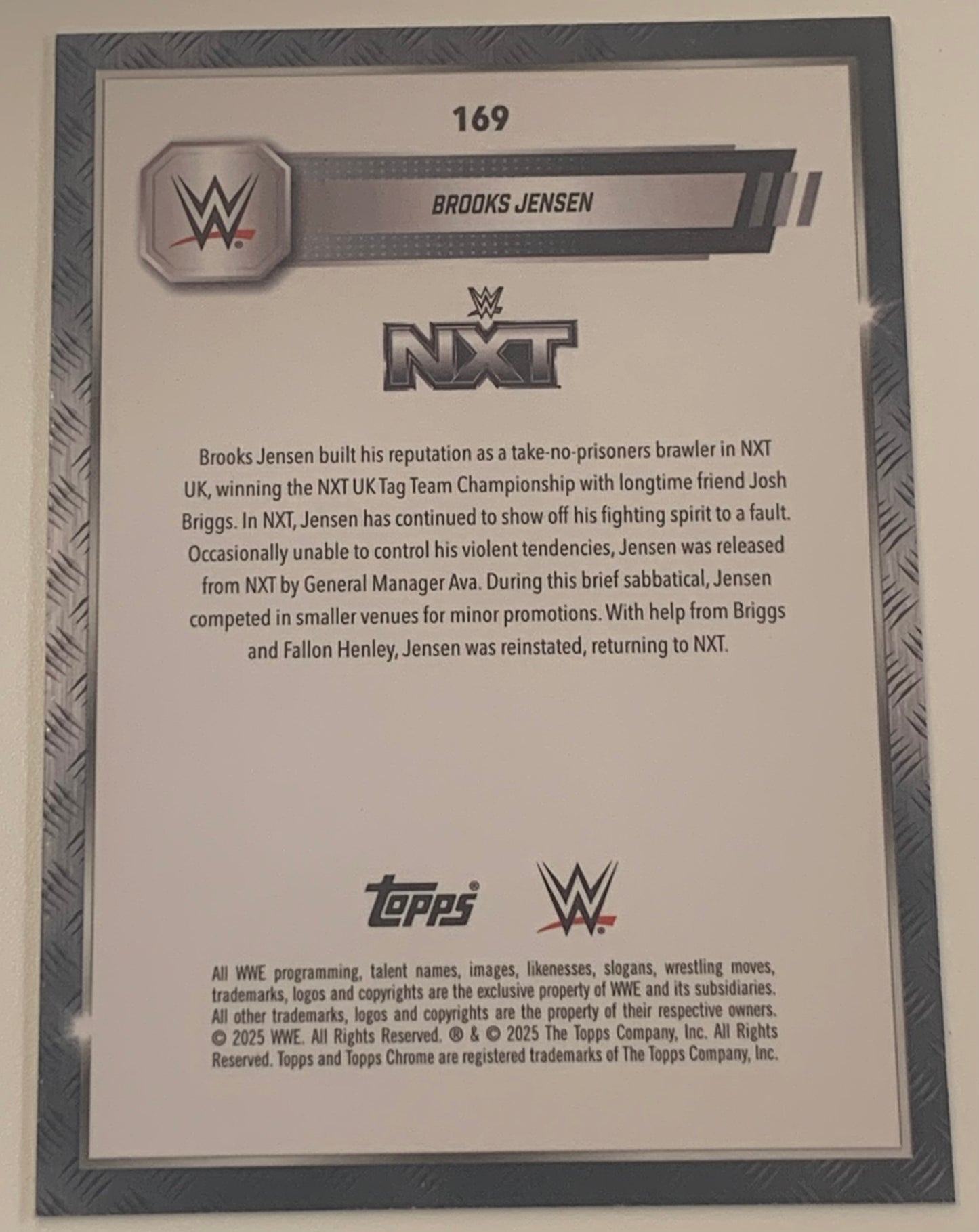 Brooks Jensen 2025 WWE NXT Topps Chrome Card