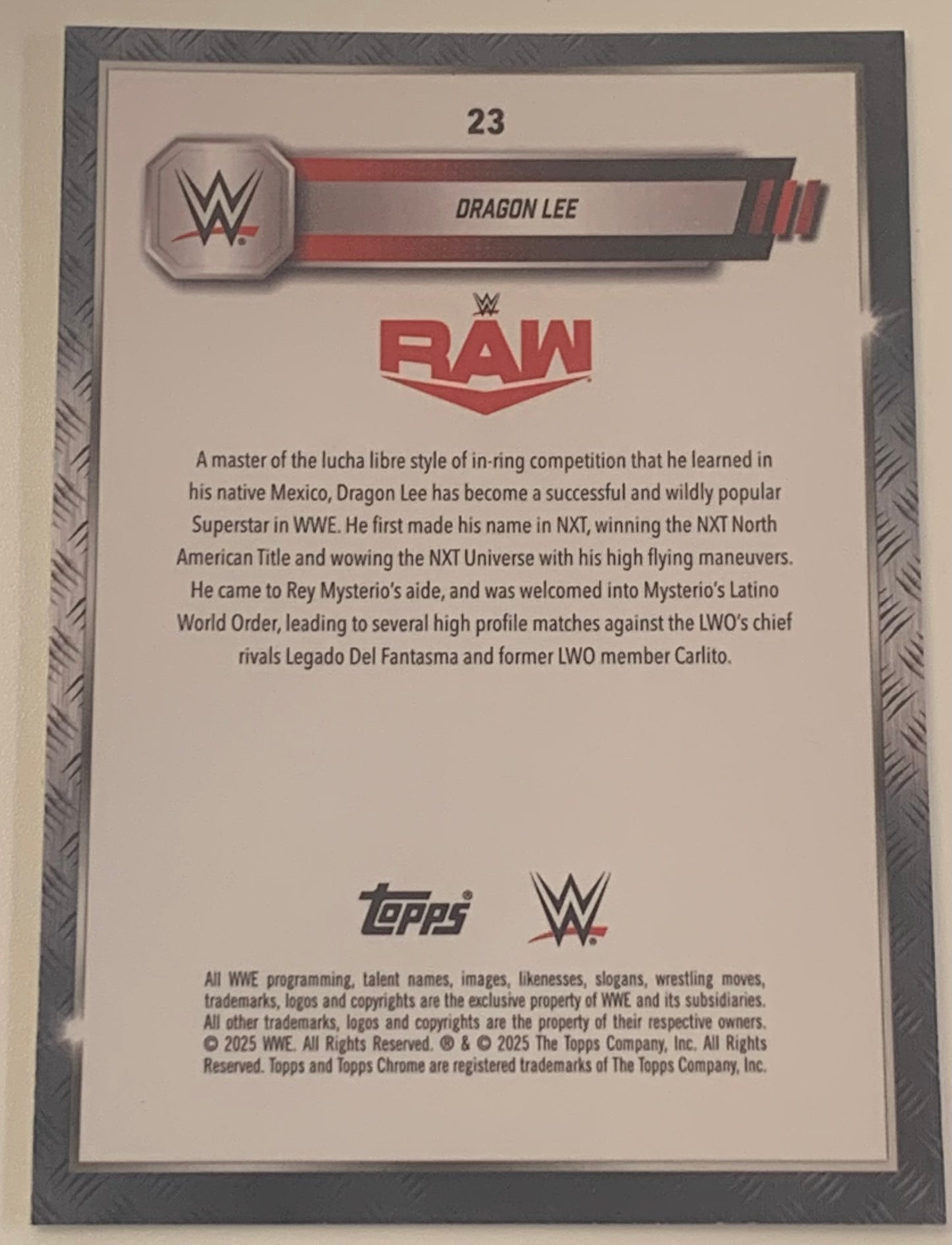 Dragon Lee 2025 WWE NXT Topps Chrome Card