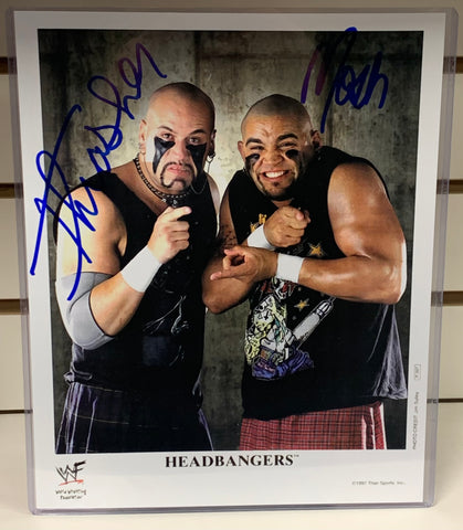 The Headbangers WWE Signed 8x10 Color Photo (Signed in Blue)
