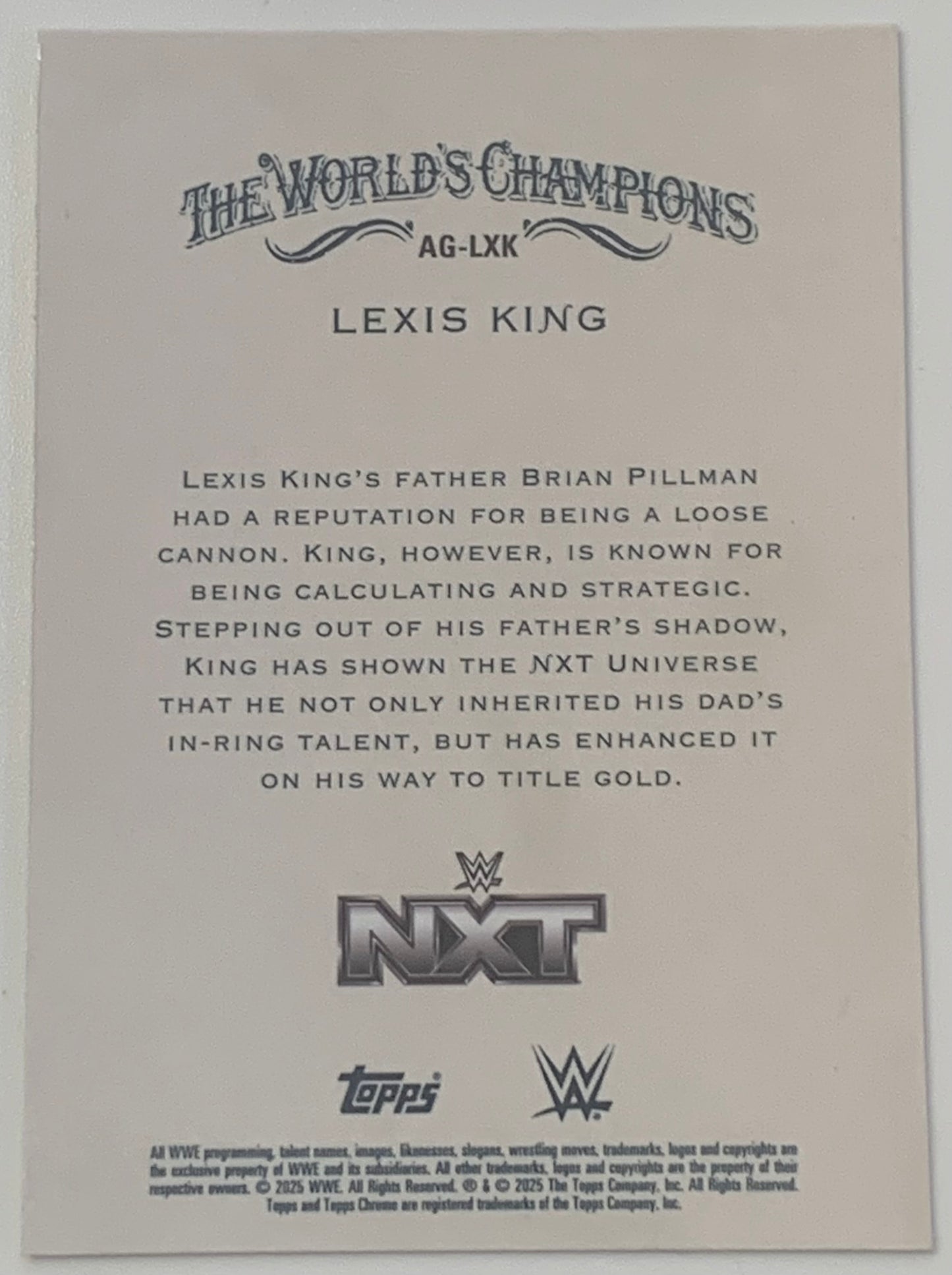 Lexis King 2025 WWE Topps Chrome Allen & Ginter Card