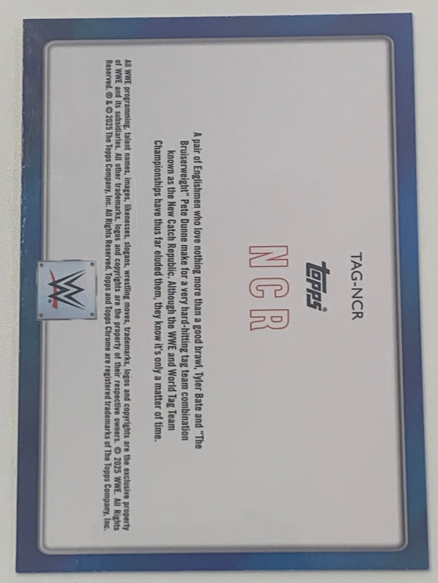 NCR (Tyler Bate & Pete Dunne) 2025 WWE Topps Chrome “Tag Teams” Insert Card
