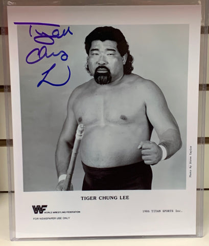 Tiger Chung Lee Signed 8x10 Classic Photo WWF WWE