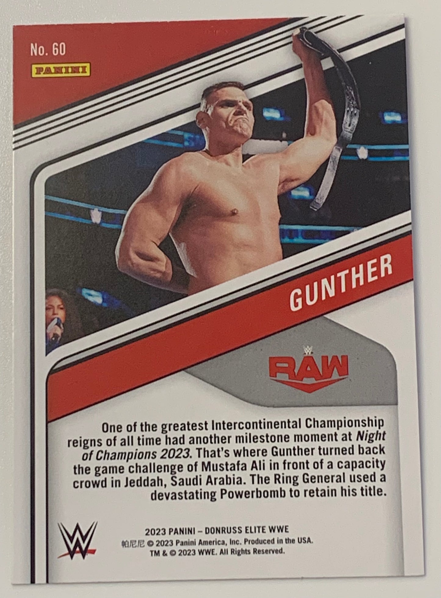 Gunther 2023 WWE Panini Donruss Elite Card