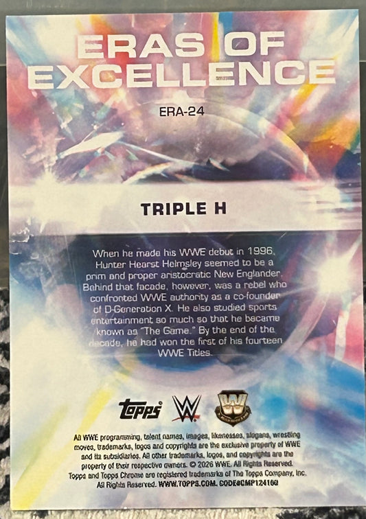 + Triple H 2026 WWE Topps Chrome “Eras of Excellence” Insert Card